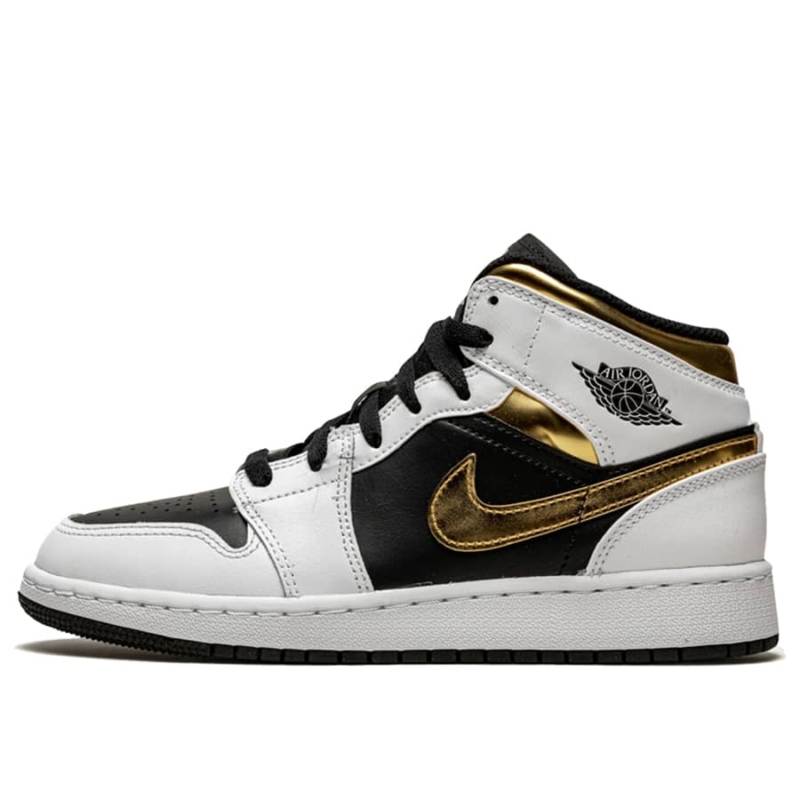 air jordan 1 mid gold black and white