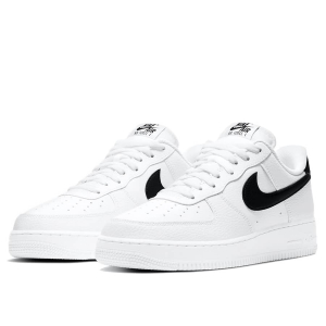 Nike Air Force 1 Low - White Black Pebbled Leather
